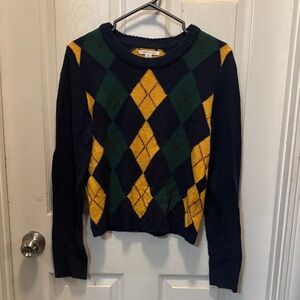 American Eagle Outfitters Argyle Sweater in Navy, Green, and Yellow